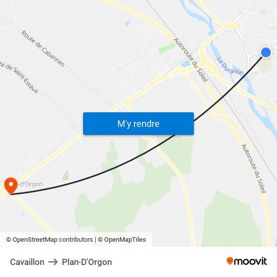 Cavaillon to Plan-D'Orgon map