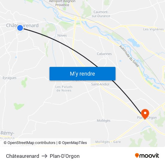 Châteaurenard to Plan-D'Orgon map