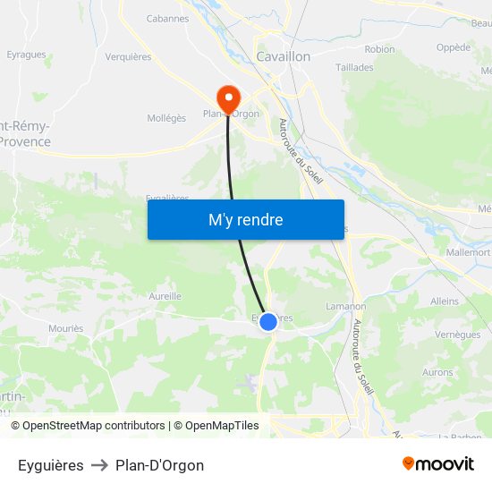 Eyguières to Plan-D'Orgon map