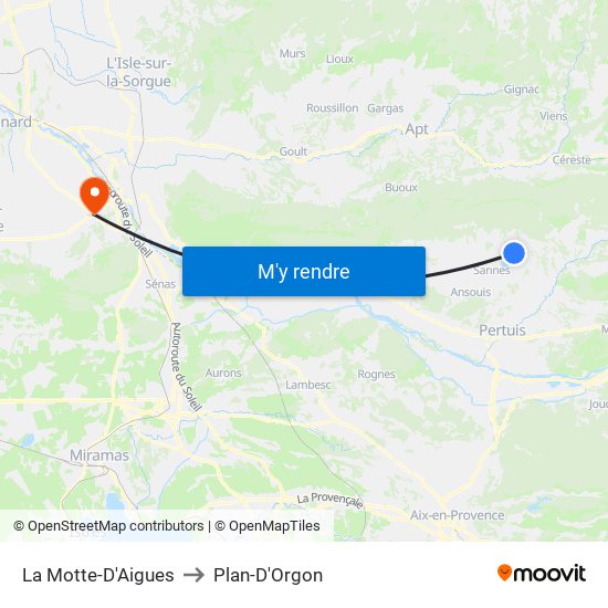 La Motte-D'Aigues to Plan-D'Orgon map