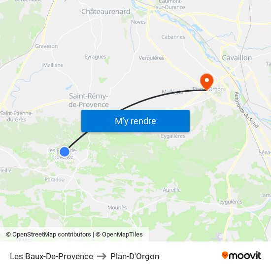 Les Baux-De-Provence to Plan-D'Orgon map