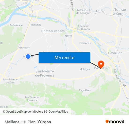 Maillane to Plan-D'Orgon map