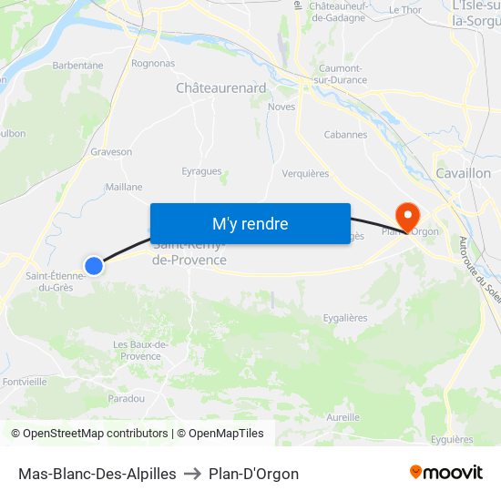 Mas-Blanc-Des-Alpilles to Plan-D'Orgon map