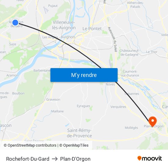 Rochefort-Du-Gard to Plan-D'Orgon map