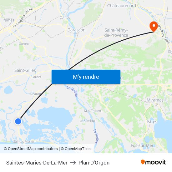 Saintes-Maries-De-La-Mer to Plan-D'Orgon map
