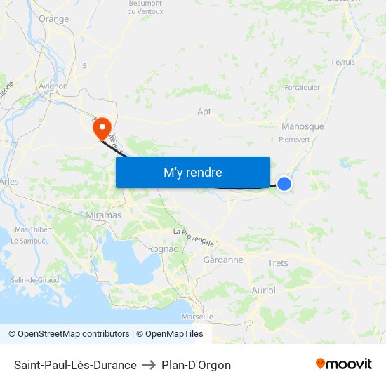 Saint-Paul-Lès-Durance to Plan-D'Orgon map