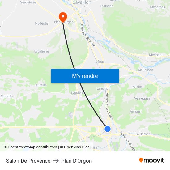 Salon-De-Provence to Plan-D'Orgon map