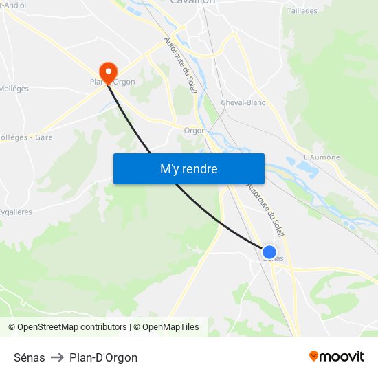 Sénas to Plan-D'Orgon map