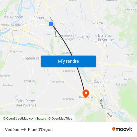 Vedène to Plan-D'Orgon map