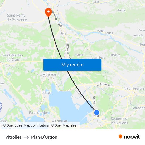 Vitrolles to Plan-D'Orgon map