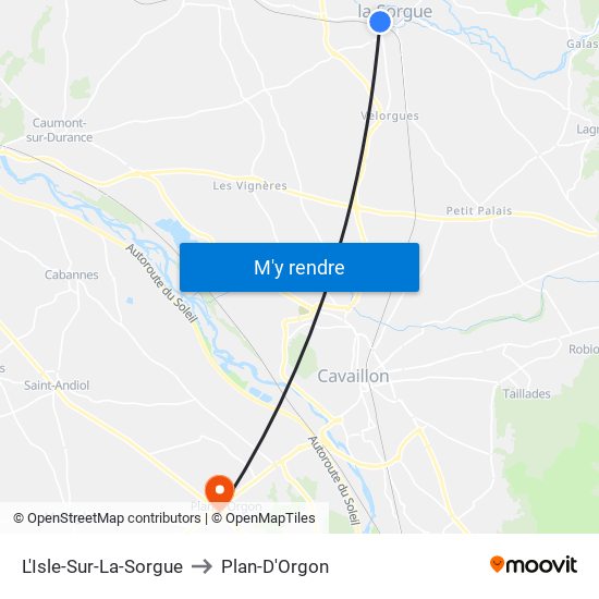 L'Isle-Sur-La-Sorgue to Plan-D'Orgon map