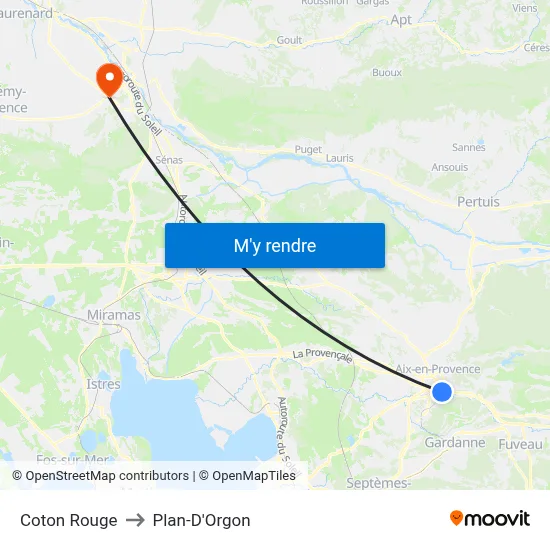 Coton Rouge to Plan-D'Orgon map