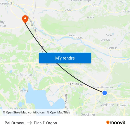Bel Ormeau to Plan-D'Orgon map