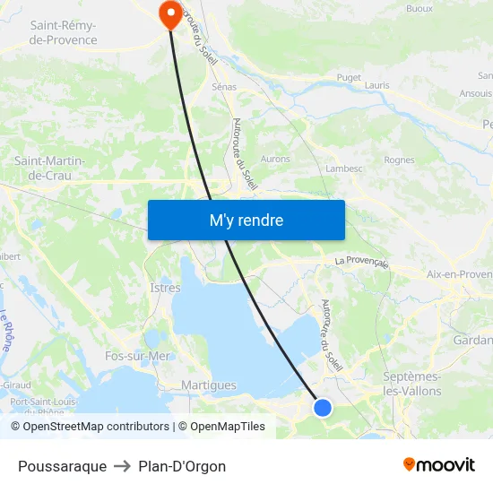 Poussaraque to Plan-D'Orgon map