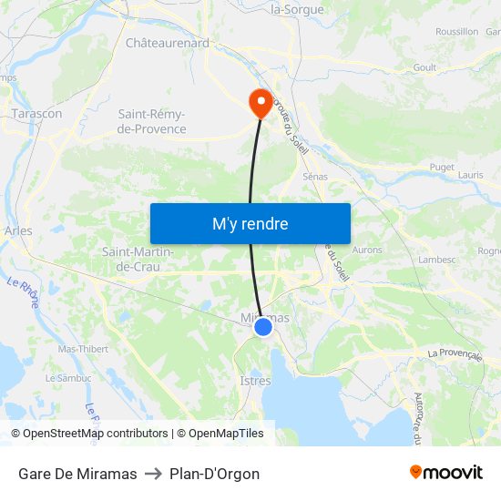 Gare De Miramas to Plan-D'Orgon map