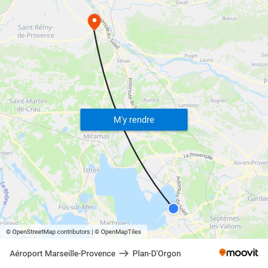 Aéroport Marseille-Provence to Plan-D'Orgon map