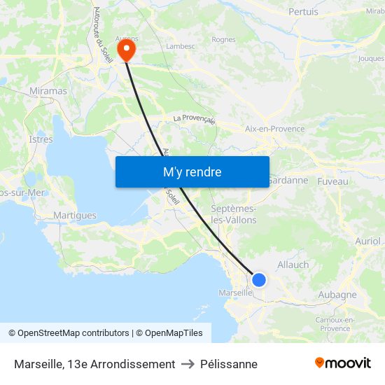 Marseille, 13e Arrondissement to Pélissanne map