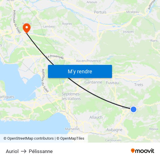 Auriol to Pélissanne map