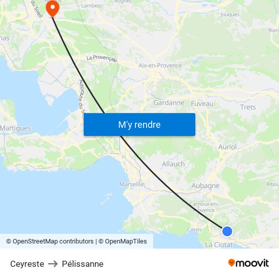 Ceyreste to Pélissanne map