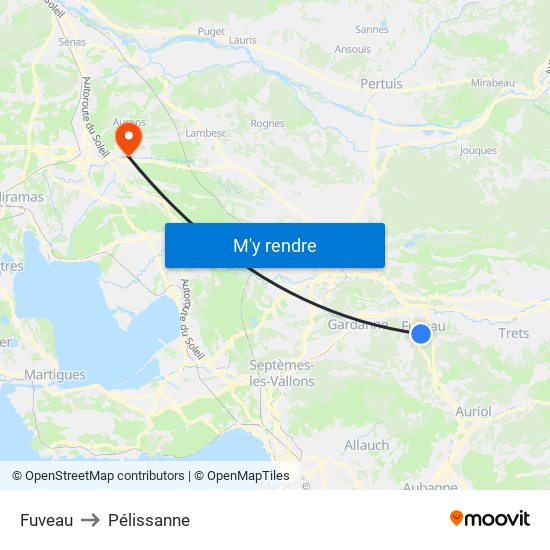 Fuveau to Pélissanne map