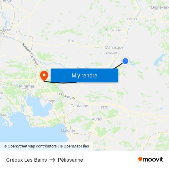 Gréoux-Les-Bains to Pélissanne map