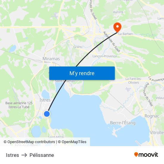 Istres to Pélissanne map