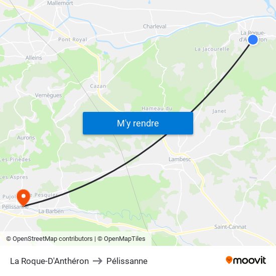 La Roque-D'Anthéron to Pélissanne map