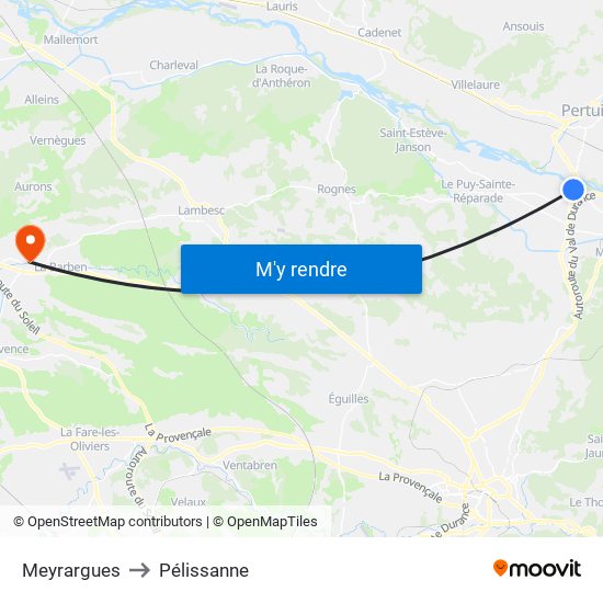 Meyrargues to Pélissanne map