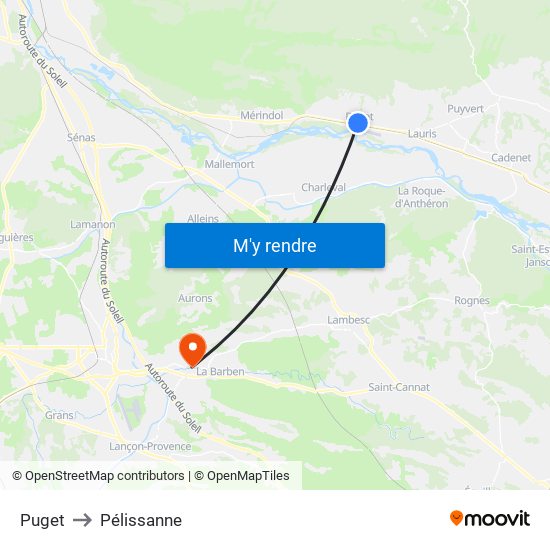 Puget to Pélissanne map