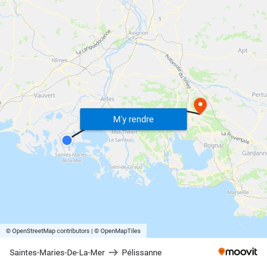 Saintes-Maries-De-La-Mer to Pélissanne map