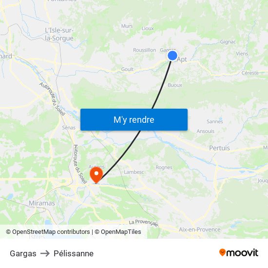 Gargas to Pélissanne map