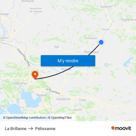 La Brillanne to Pélissanne map