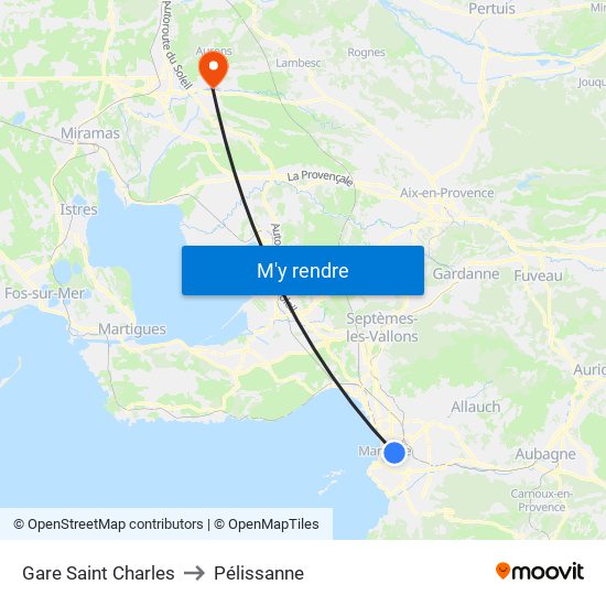 Gare Saint Charles to Pélissanne map