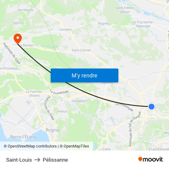 Saint-Louis to Pélissanne map