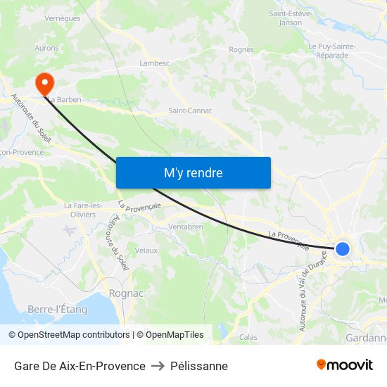 Gare De Aix-En-Provence to Pélissanne map
