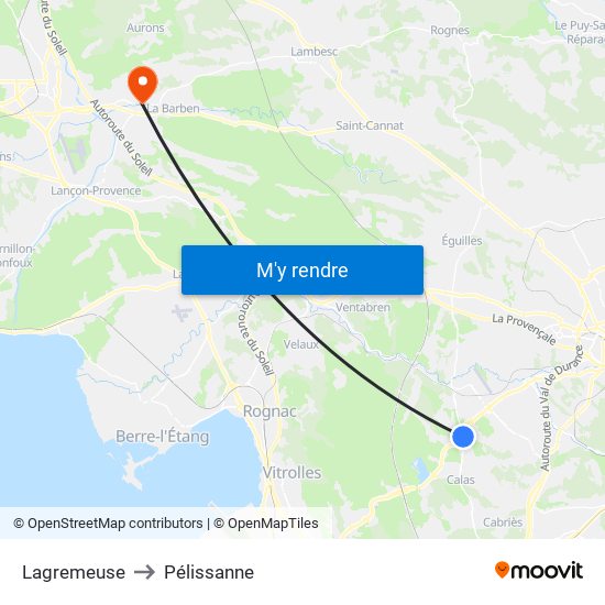 Lagremeuse to Pélissanne map