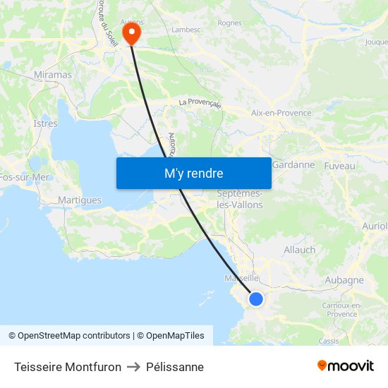 Teisseire Montfuron to Pélissanne map