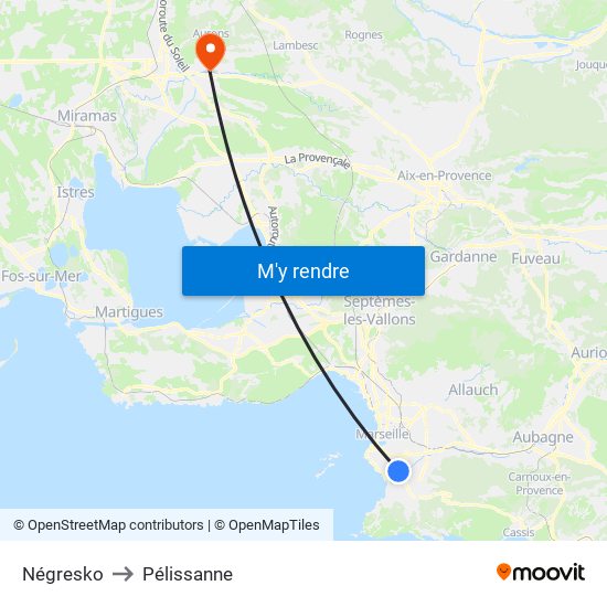Négresko to Pélissanne map