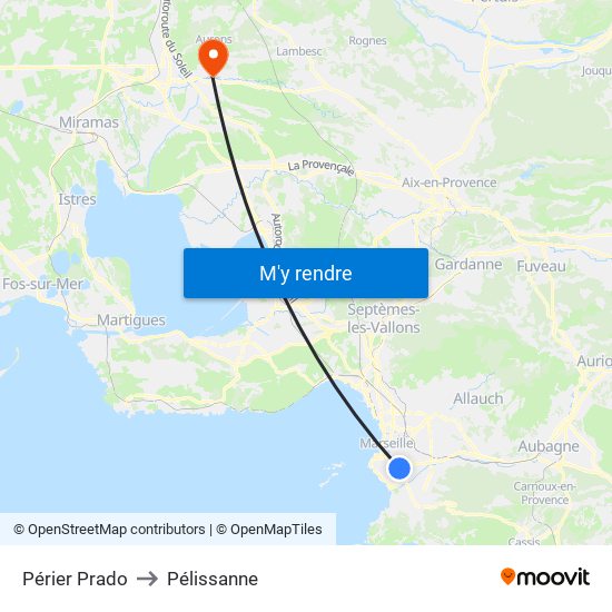 Périer Prado to Pélissanne map