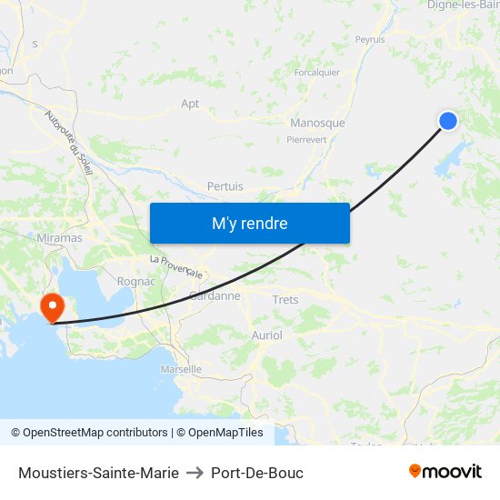 Moustiers-Sainte-Marie to Port-De-Bouc map
