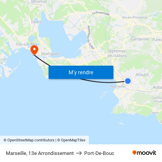 Marseille, 13e Arrondissement to Port-De-Bouc map