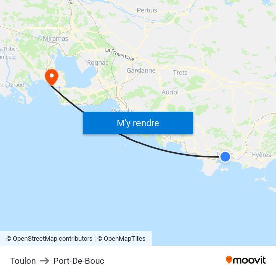 Toulon to Port-De-Bouc map