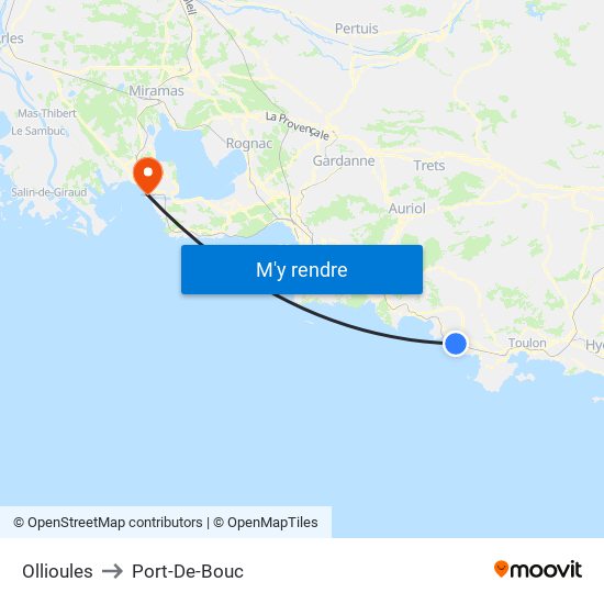 Ollioules to Port-De-Bouc map