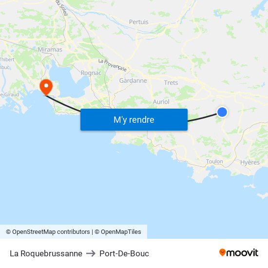 La Roquebrussanne to Port-De-Bouc map