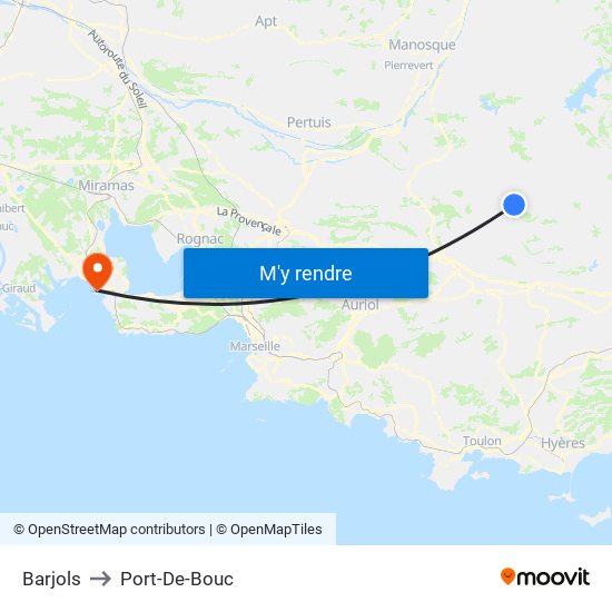 Barjols to Port-De-Bouc map