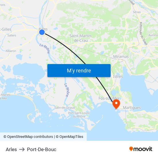 Arles to Port-De-Bouc map