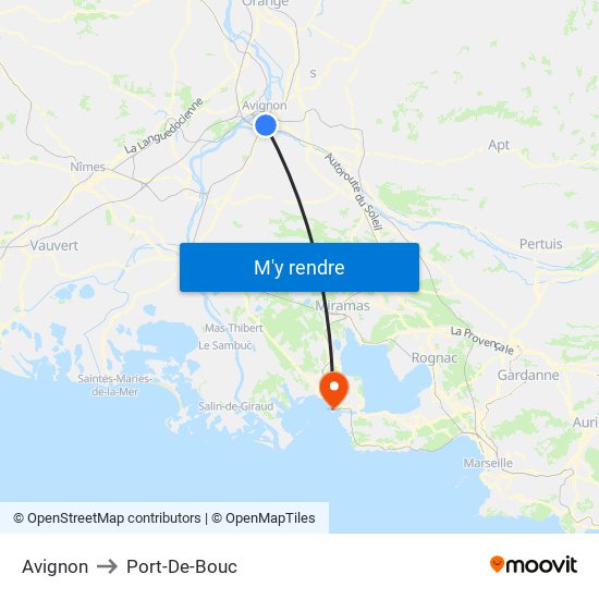 Avignon to Port-De-Bouc map