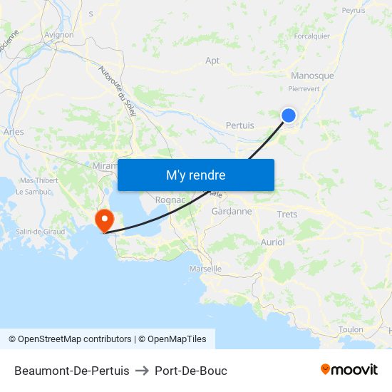 Beaumont-De-Pertuis to Port-De-Bouc map