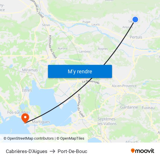 Cabrières-D'Aigues to Port-De-Bouc map