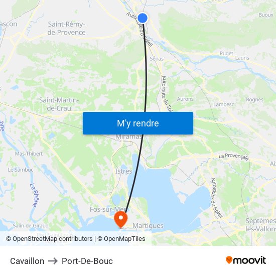 Cavaillon to Port-De-Bouc map